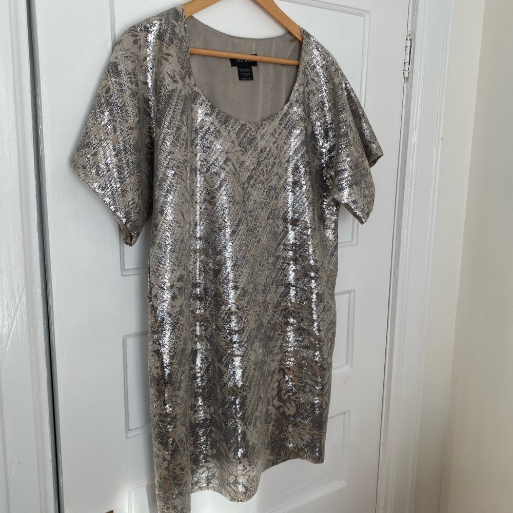 Jay Ahr sequin silver shift mini dress